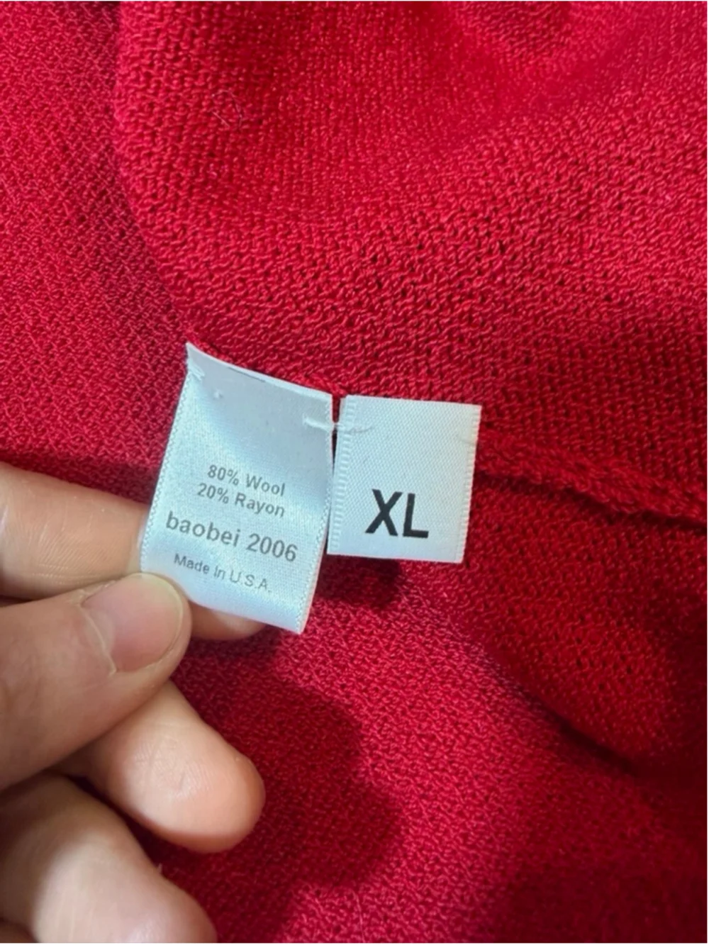 Baobei New York Red Wool Blend Knit Cardigan Jacket Collared XL NWT